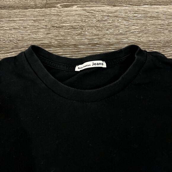 Reformation Black Organic Cotton Crew Neck T-Shirt XS Classic Short Sleeve Tee - Picture 6 of 11